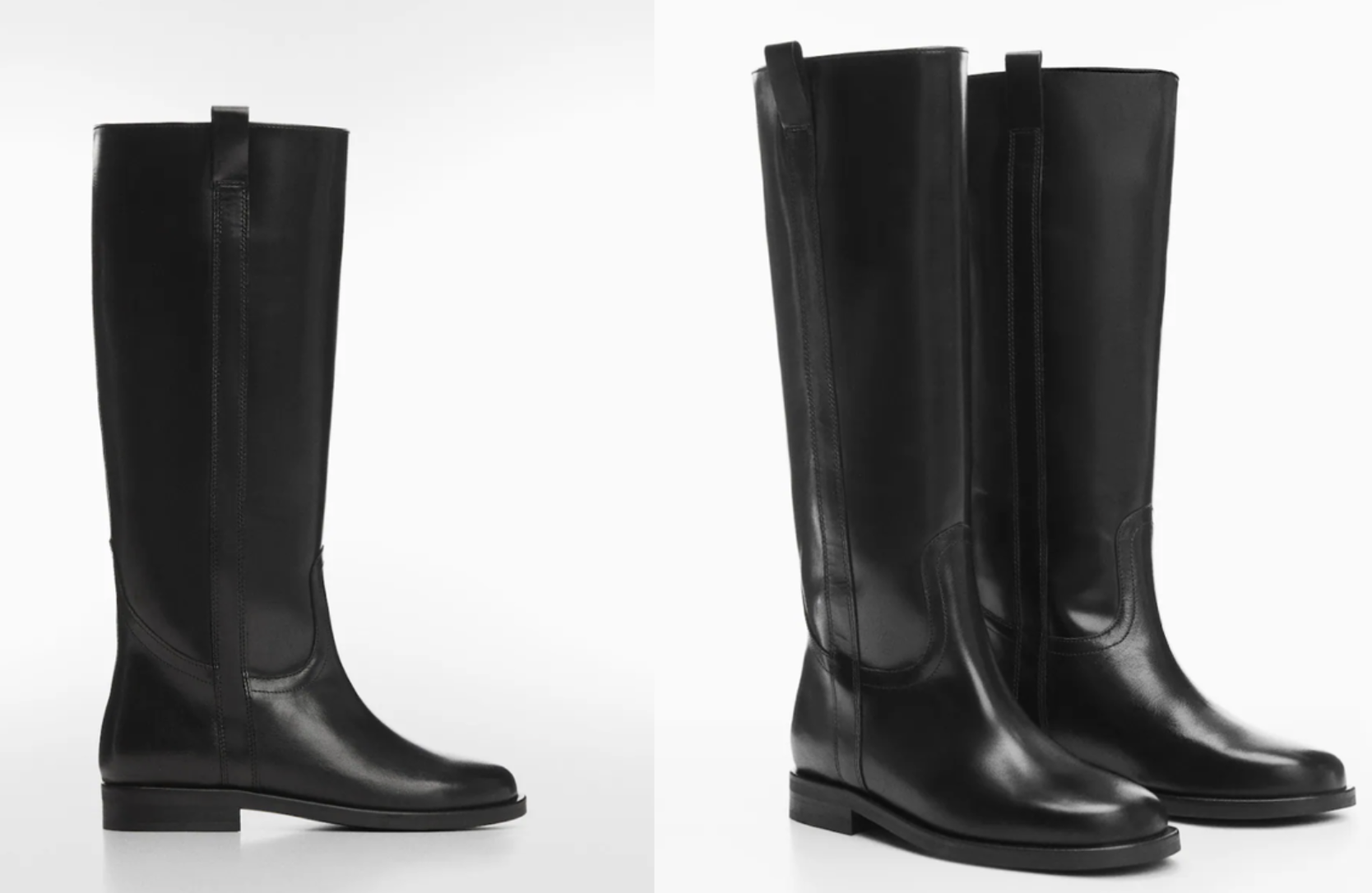 Paire de bottes cavalières en cuir noir à finition lisse