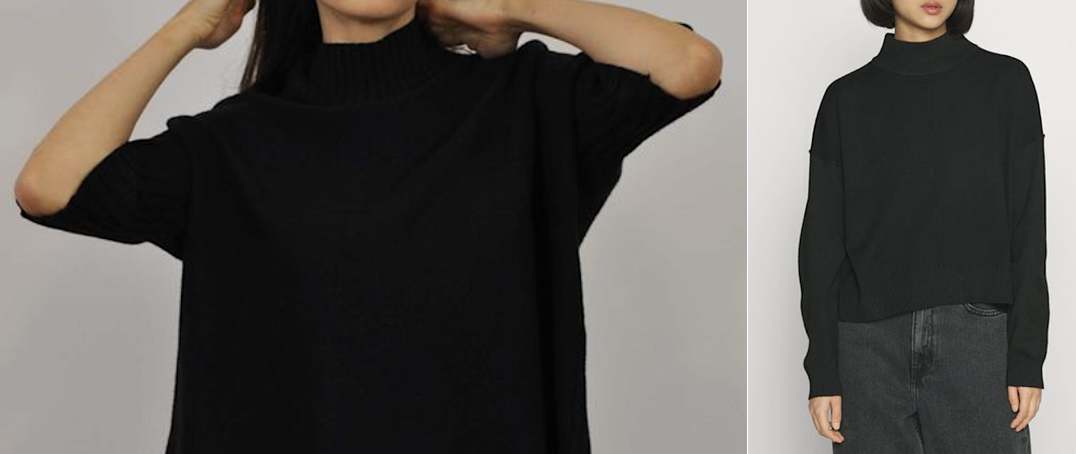 Pull à col cheminée posé