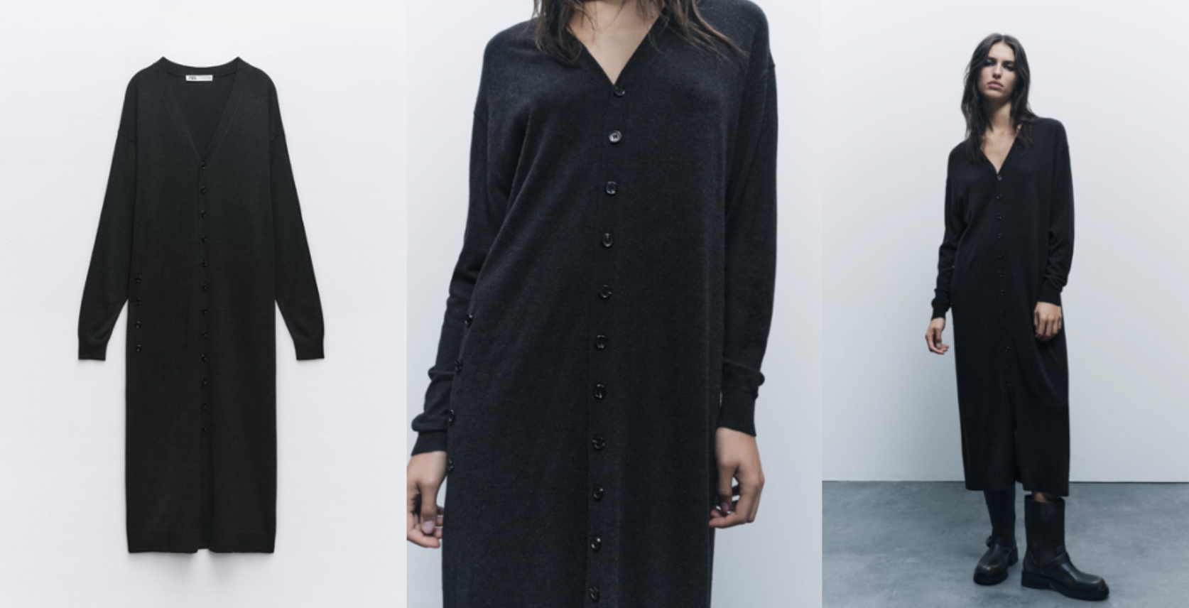 Robe longue façon pull en maille, dans une teinte neutre