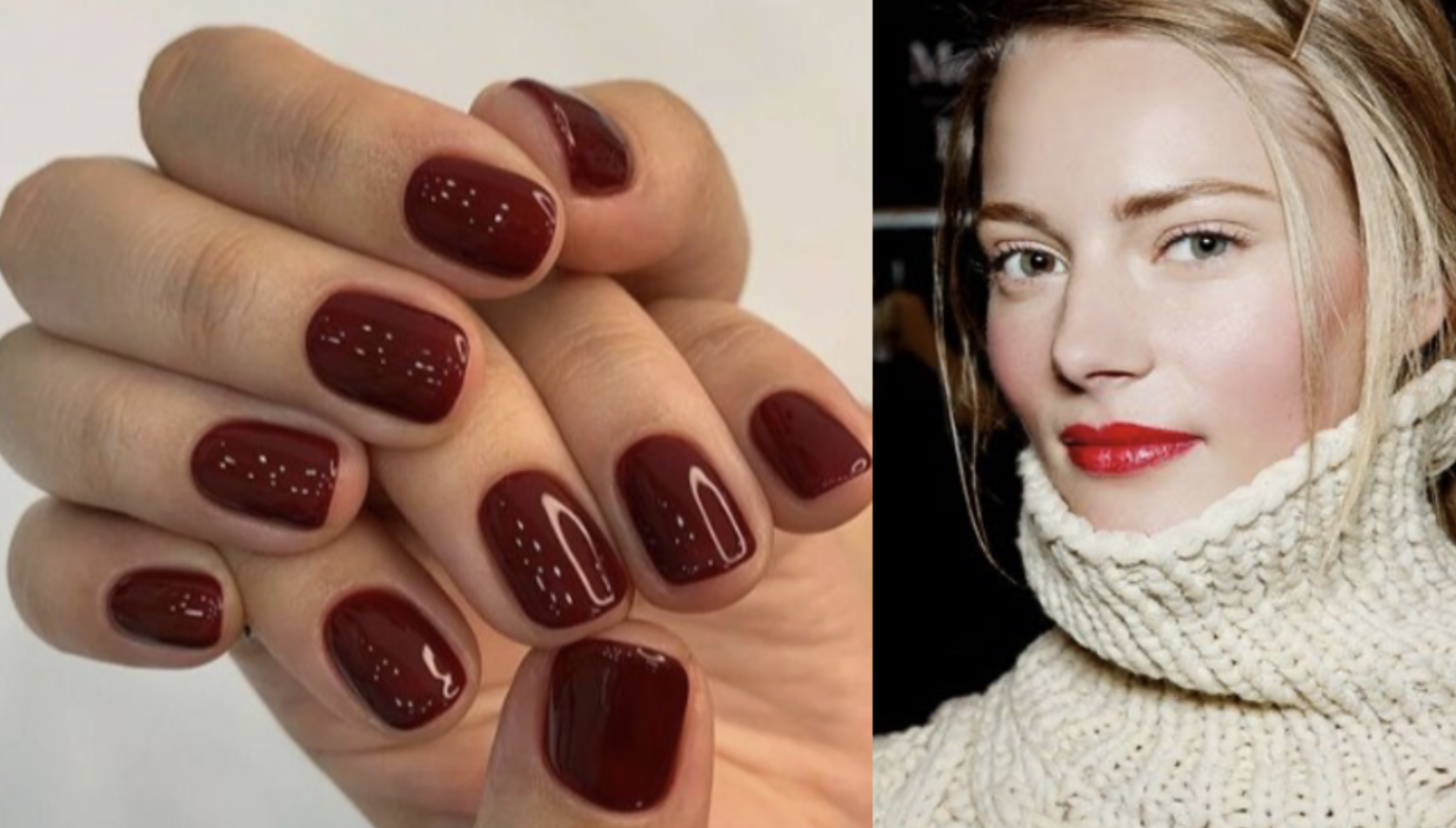 Gros plan sur du vernis rouge et un rouge à lèvres assorti