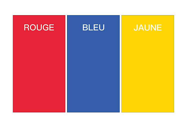 Trois couleurs primaires (rouge, bleu, jaune) sous forme de schéma simple