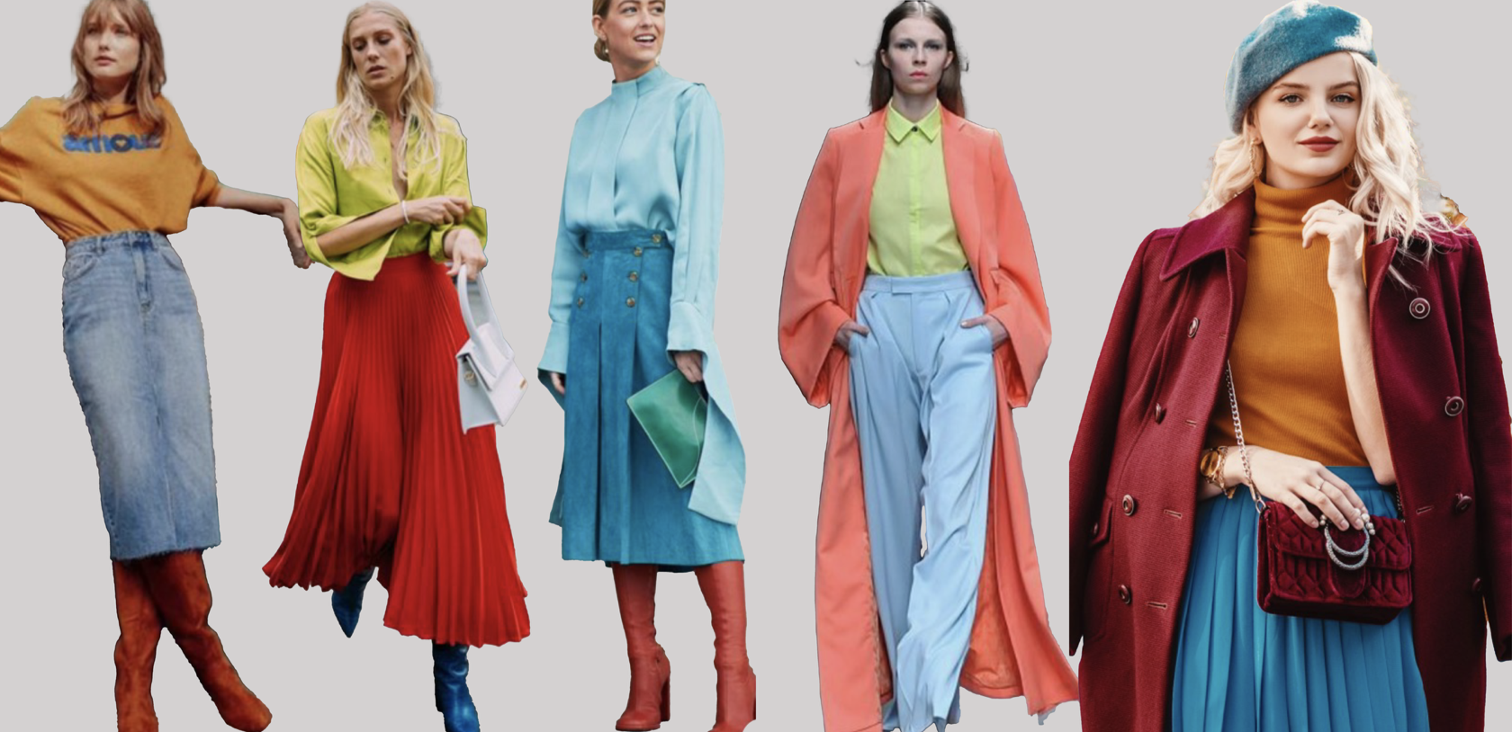Exemples de mode avec coordination des couleurs triadiques