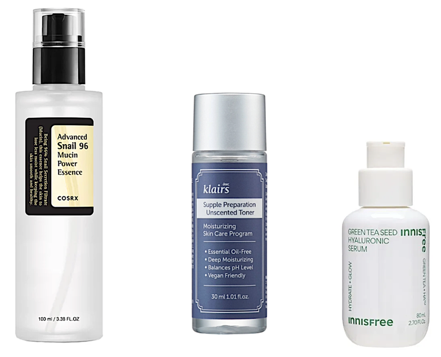 Produits populaires de soin coréen: Cosrx, Klairs, Innisfree