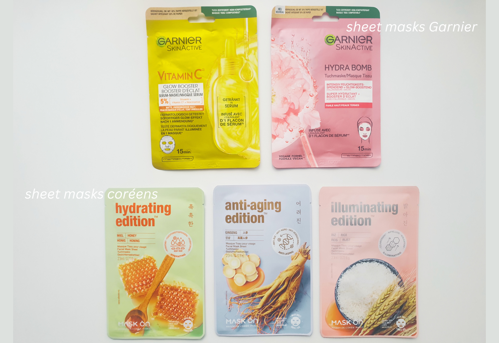 Masques en tissu achetés lors de mon haul à Düsseldorf