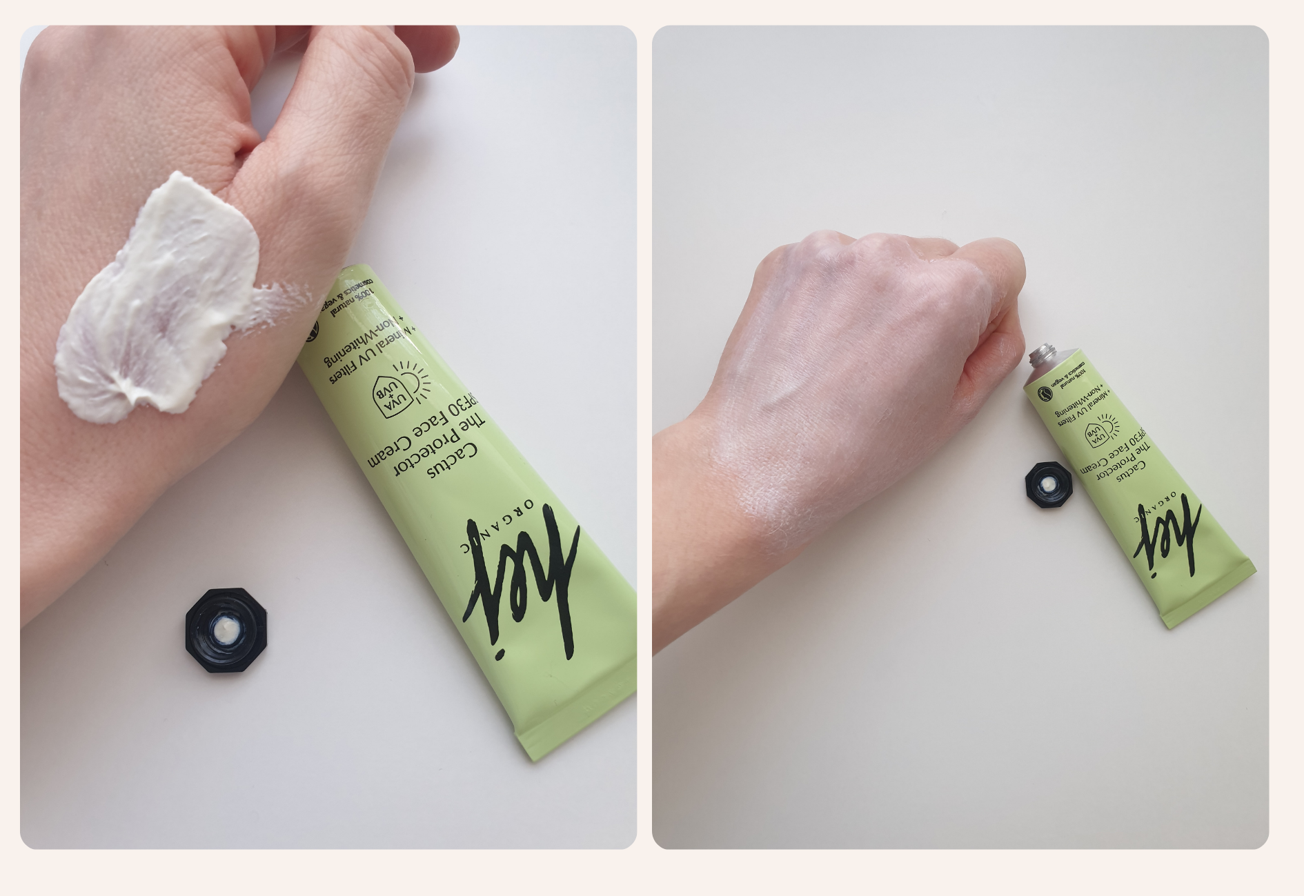 Texture épaisse de la crème solaire minérale hej étalée