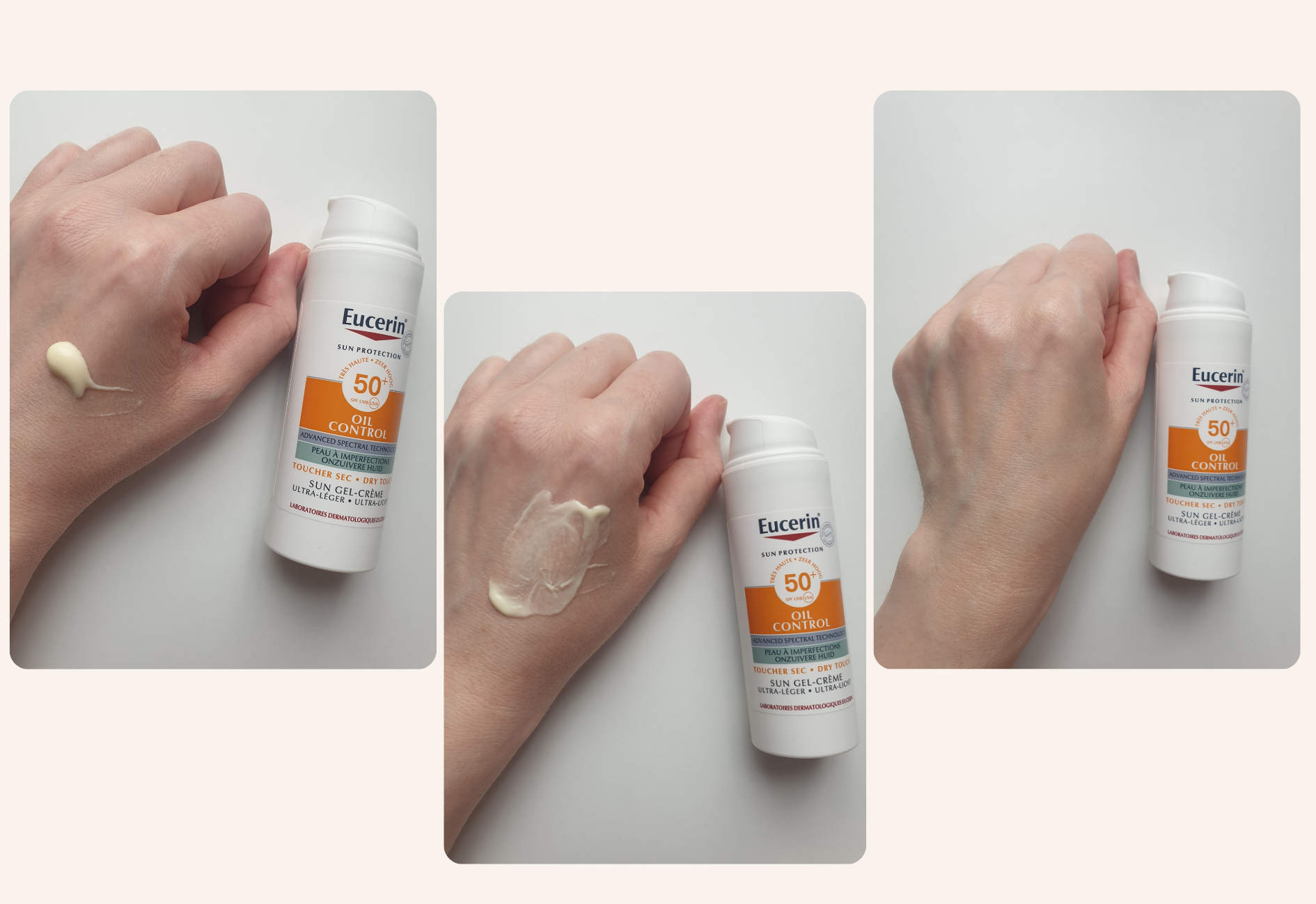Eucerin Oil Control crème solaire en images: la texture et l'apparence