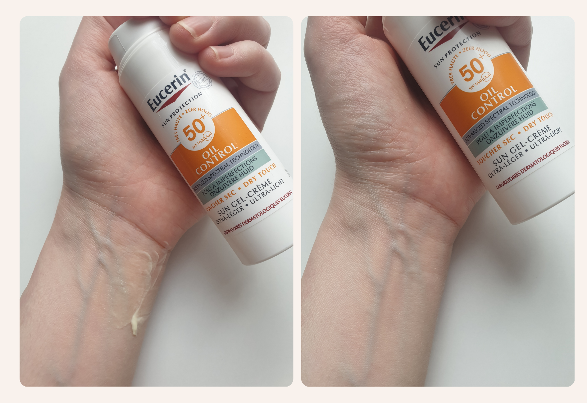 Eucerin Oil Control crème solaire en images: la texture et l'apparence